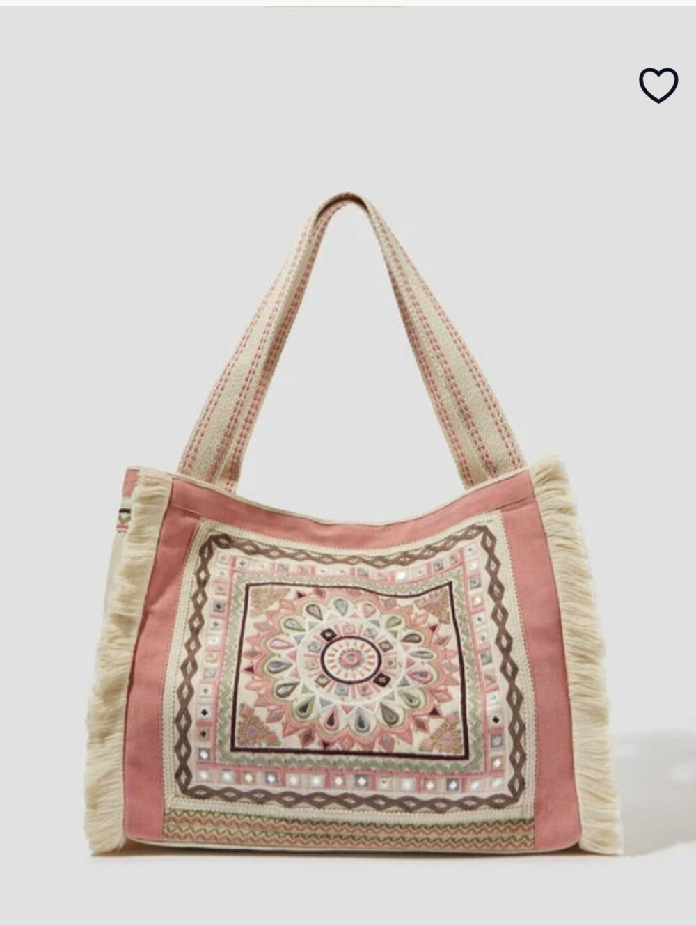 Monsoon Rose Embellished Tassel Tote Bag